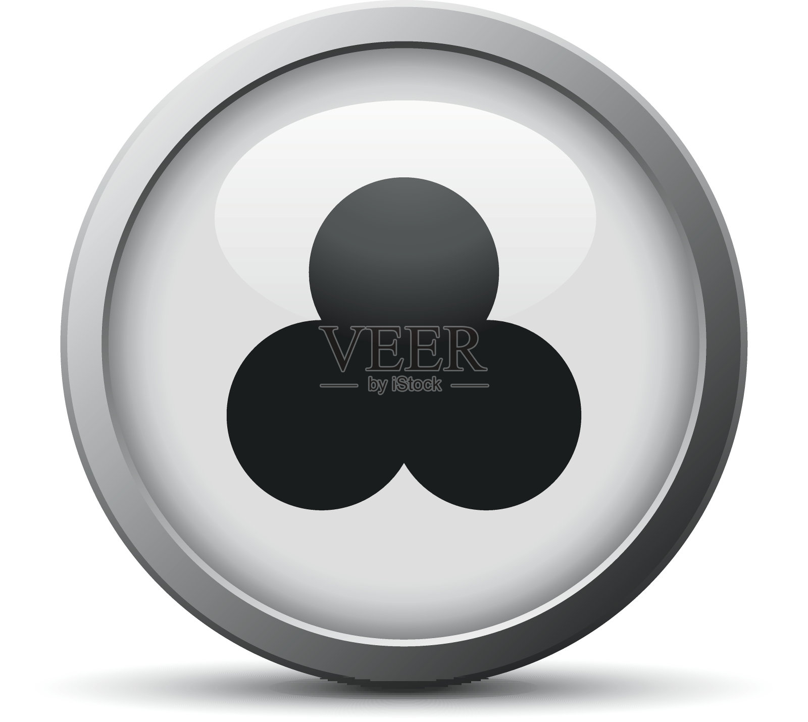 维恩图表图标上的一个银色按钮。图标素材