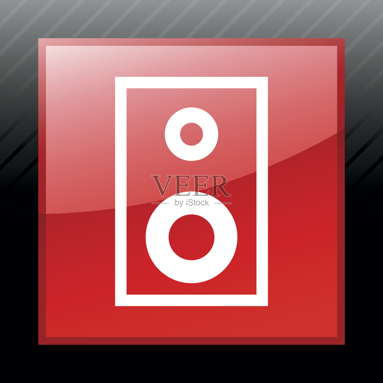 音频扬声器图标上的一个方形按钮。插画图片素材