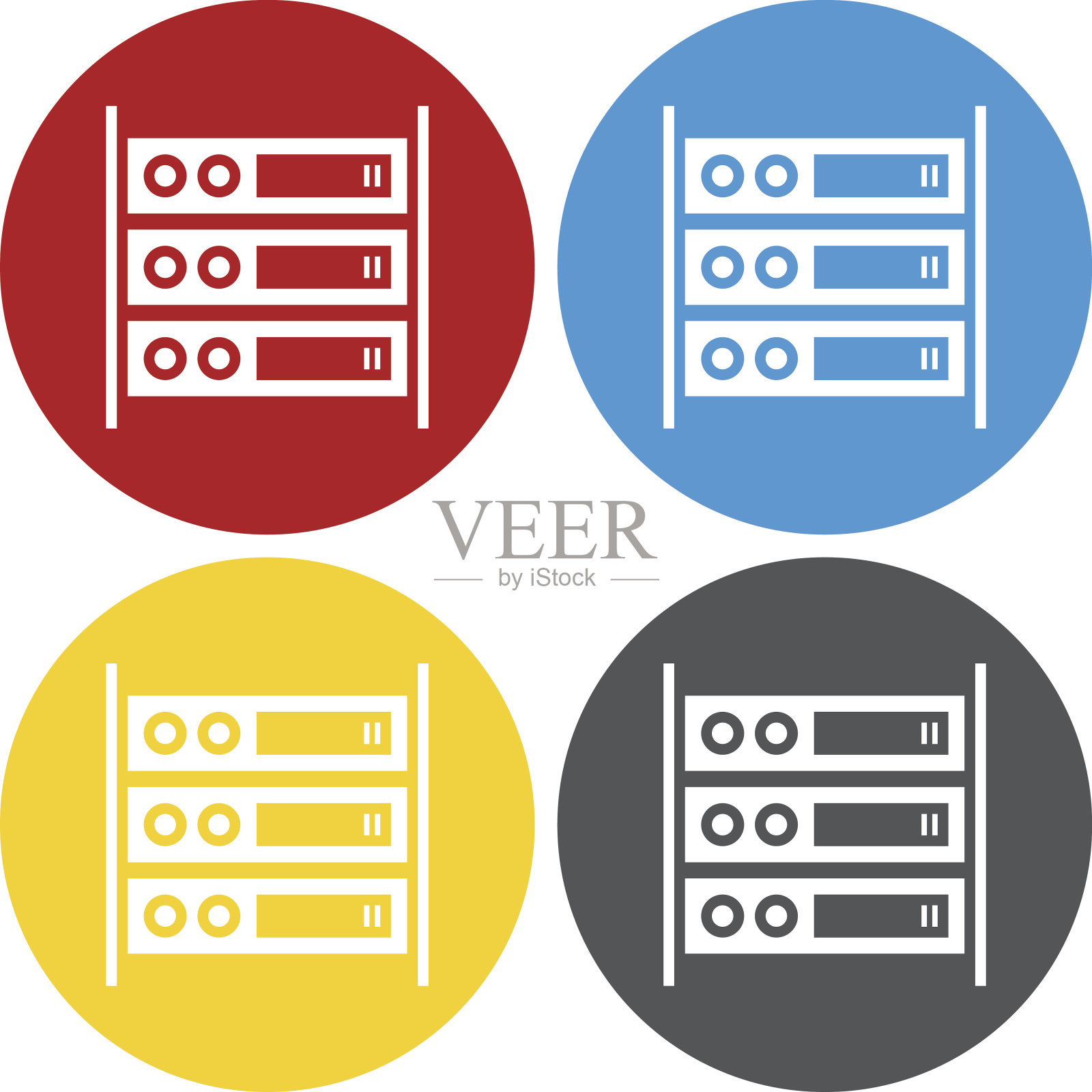 计算机服务器图标上的圆形按钮。图标素材