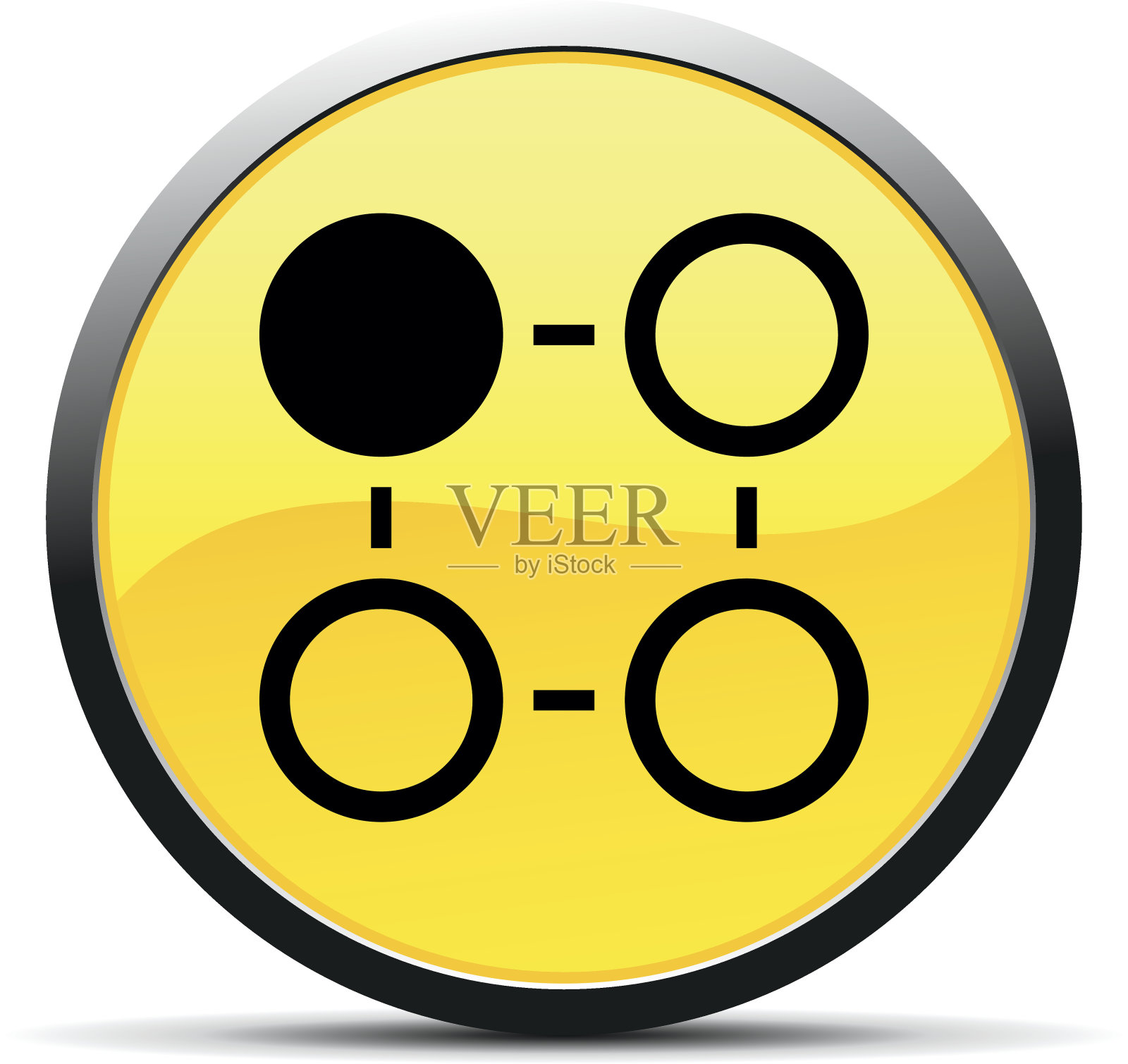 圆形按钮上的流程图图标。插画图片素材