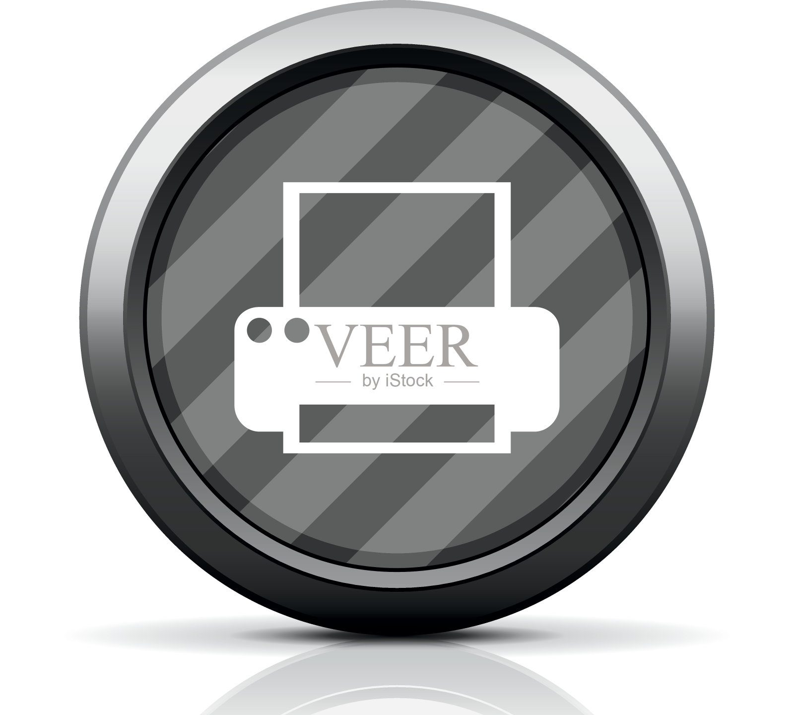 电脑打印机图标上的一个圆形按钮。图标素材