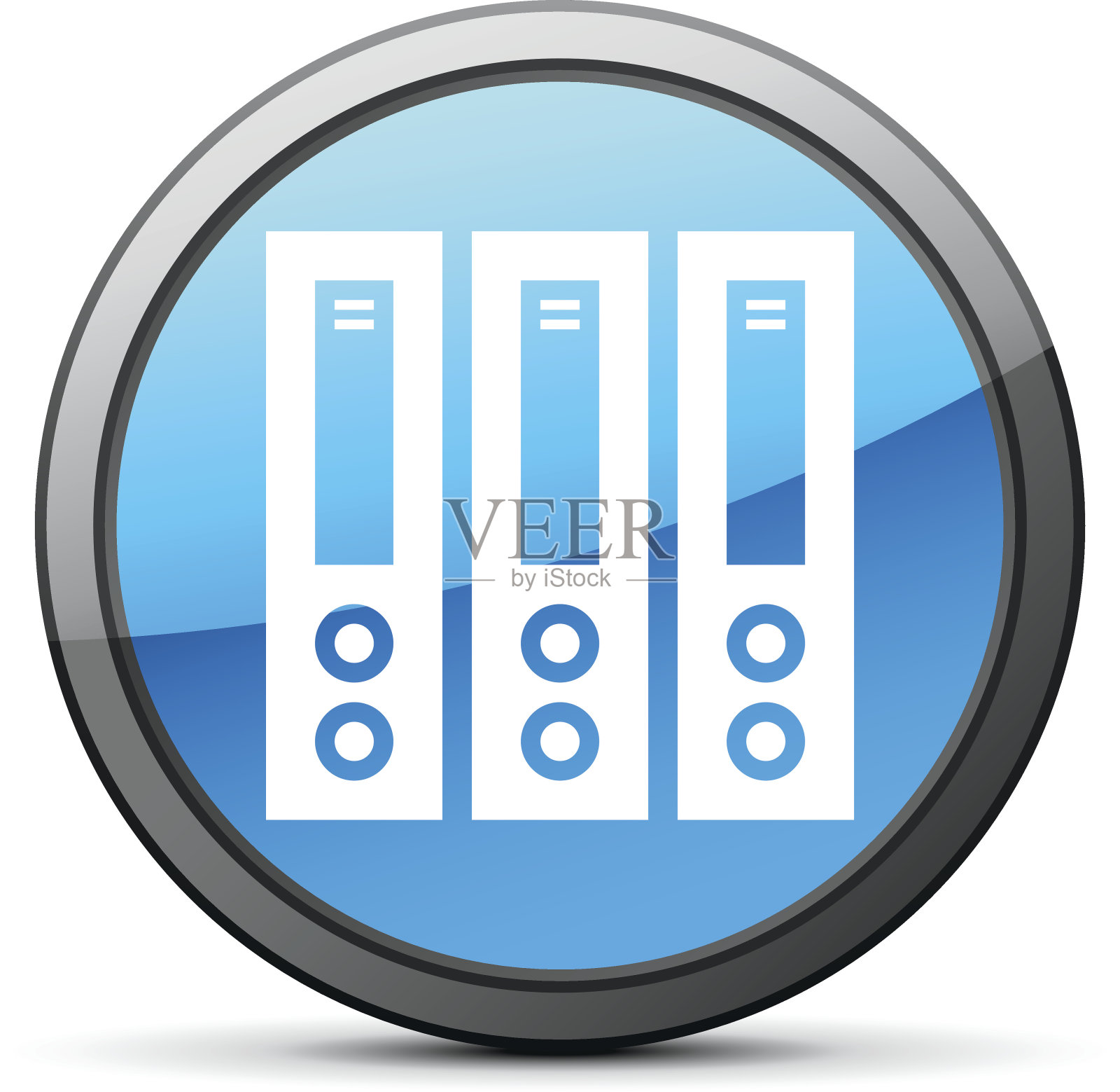 计算机服务器图标上的一个圆形按钮。插画图片素材