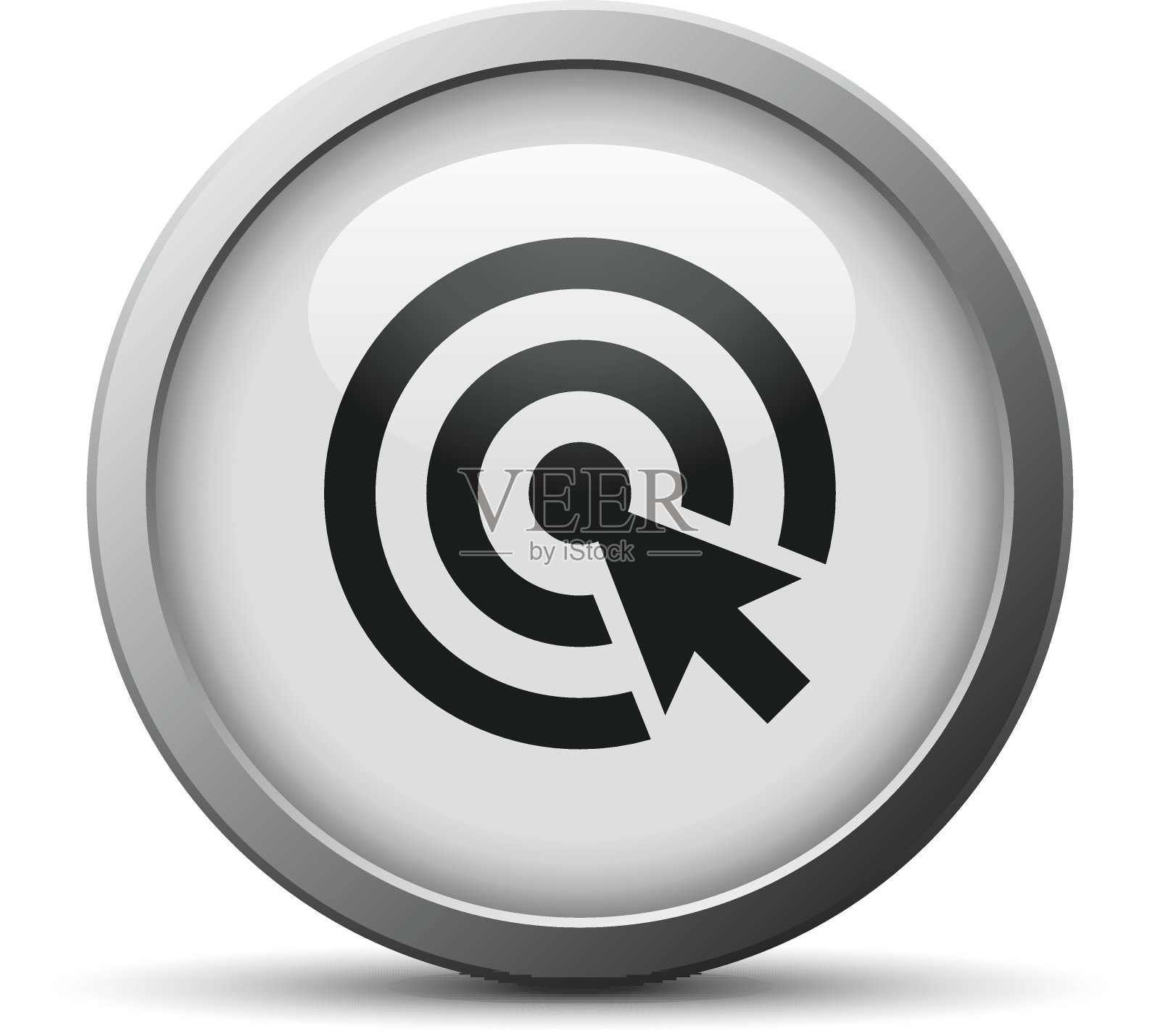 目标图标上的一个银色按钮。图标素材