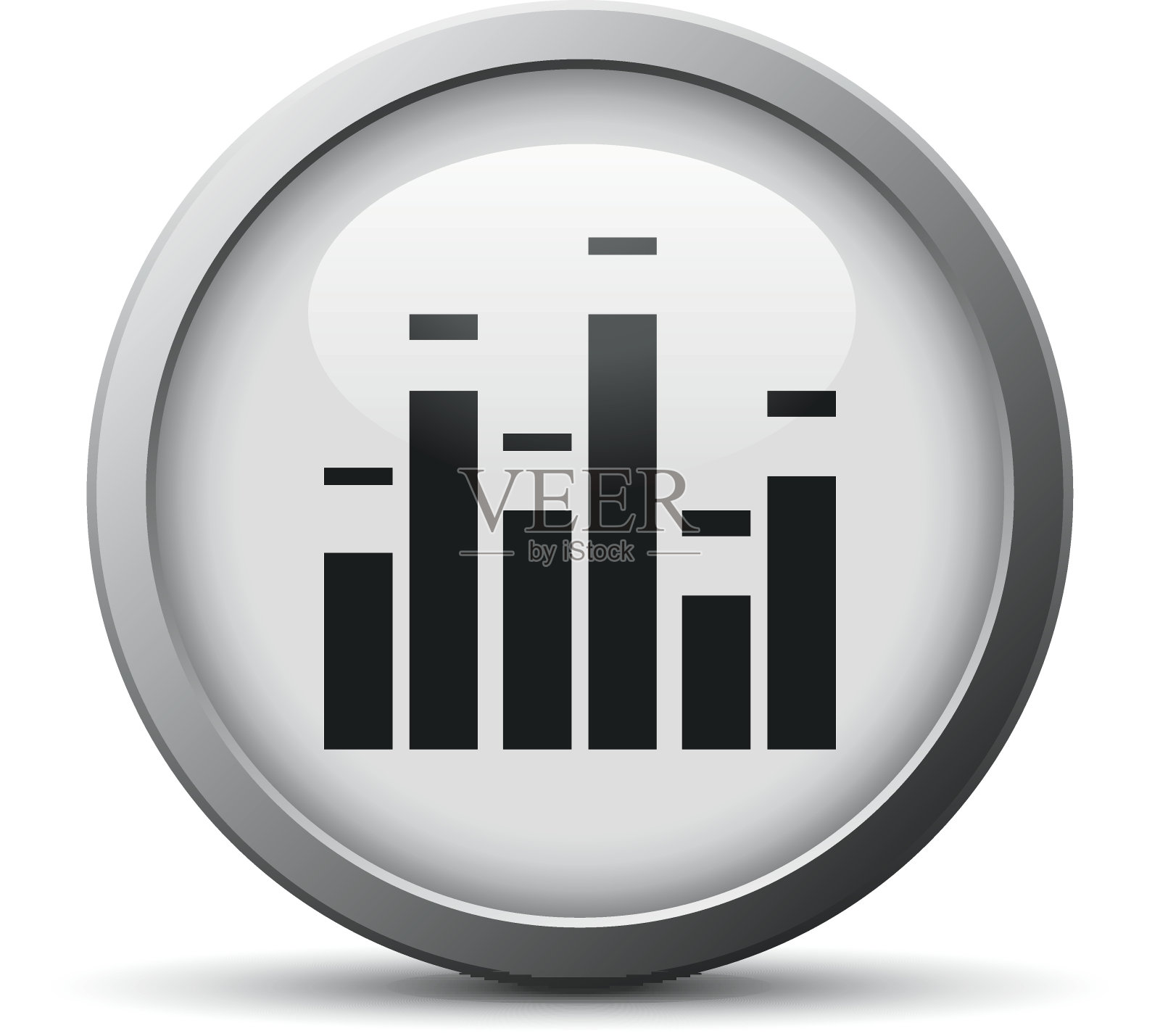 银色按钮上的均衡器图标。图标素材