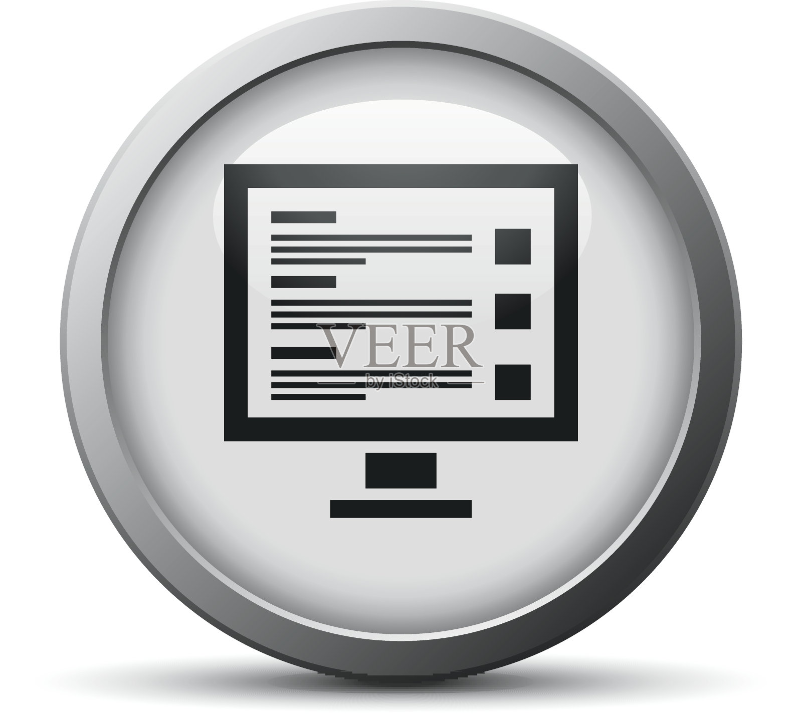 电脑图标上有一个银色的按钮。图标素材