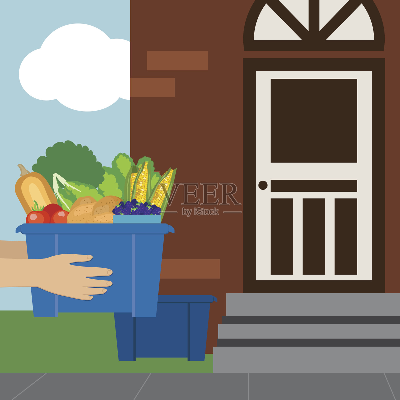 有机食品送盒计划插画图片素材