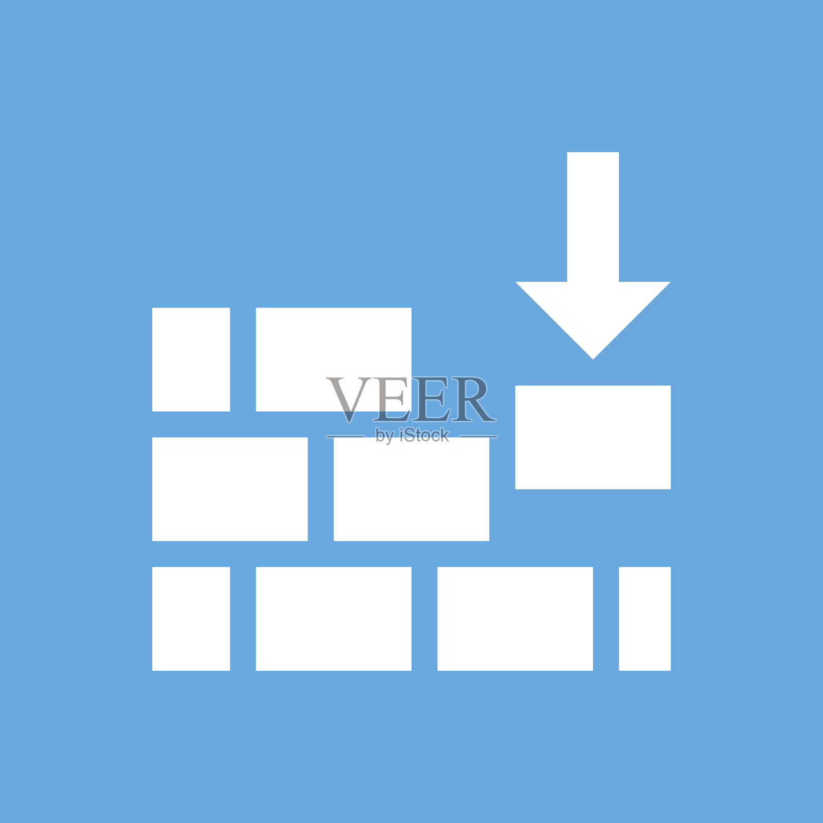 蓝色背景上的墙壁图标。图标素材