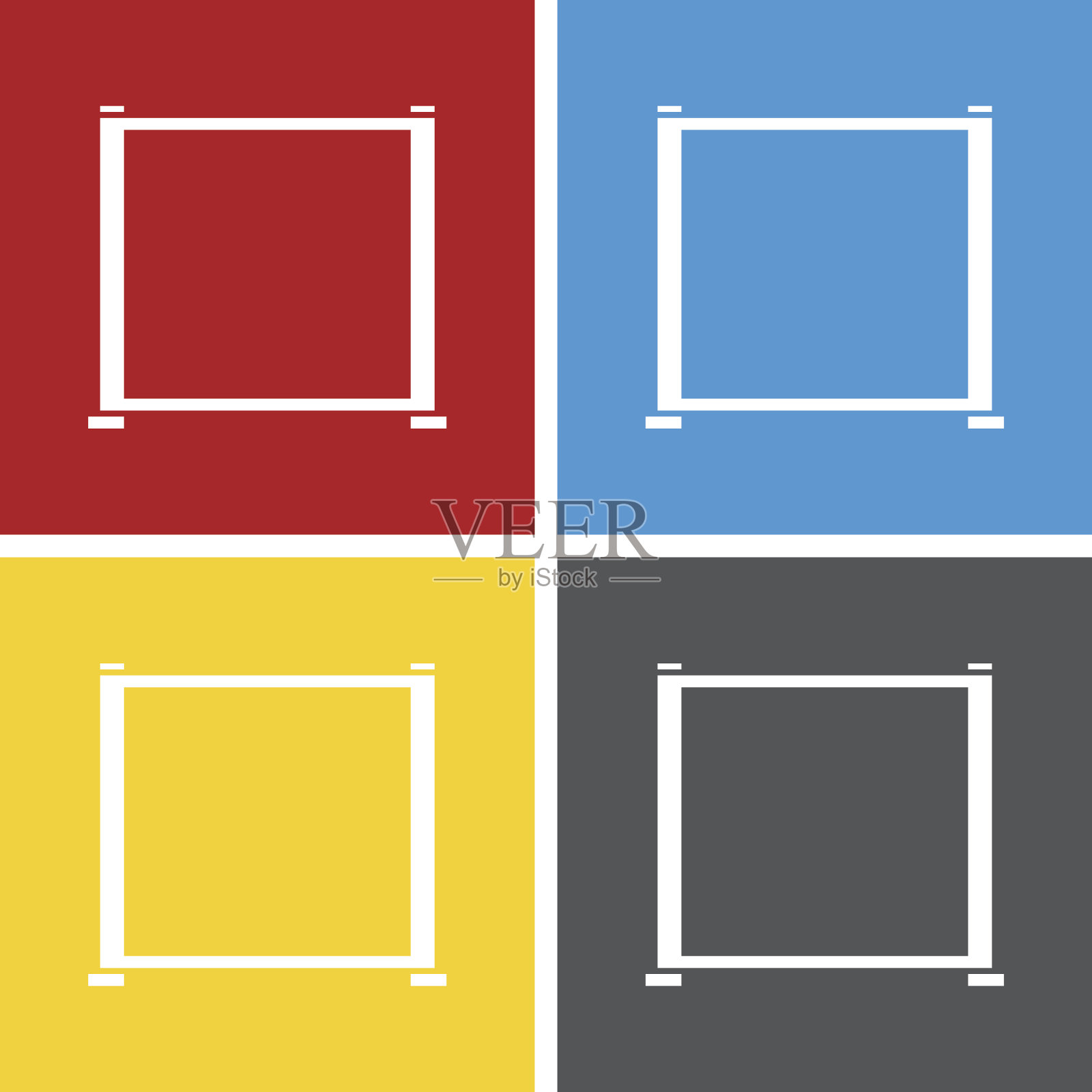 投影屏幕图标上的方形按钮。图标素材