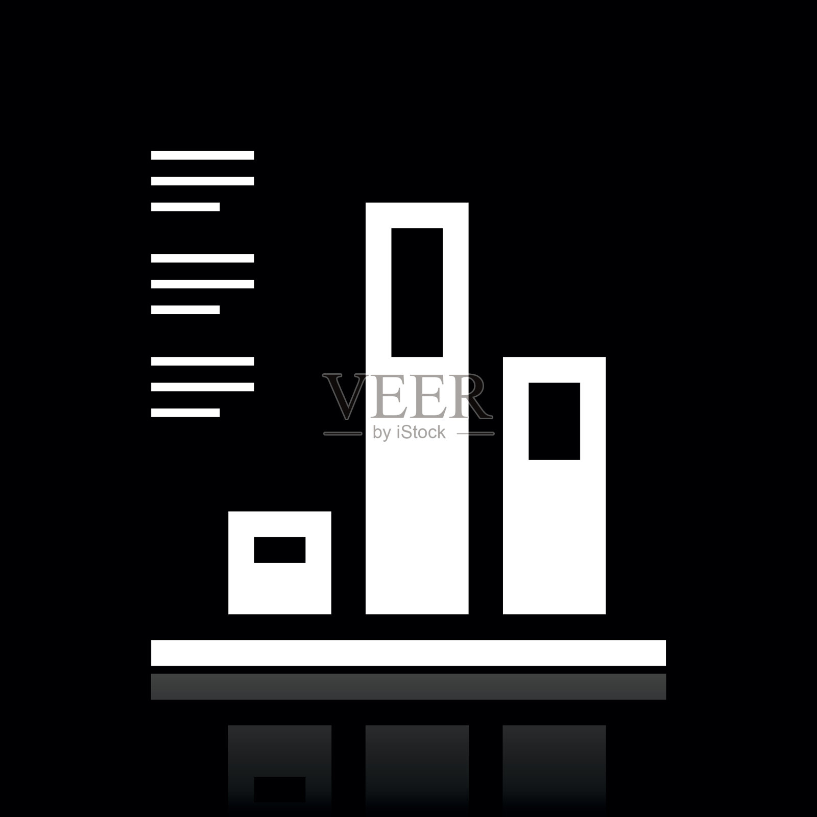 条形图图标上的黑色背景。插画图片素材