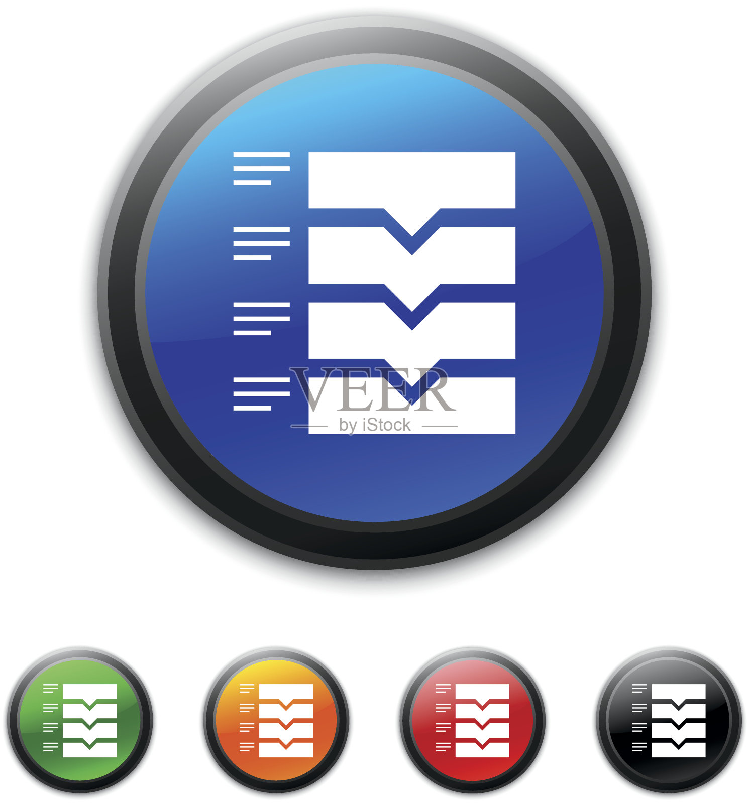 圆形按钮上的流程图图标。图标素材