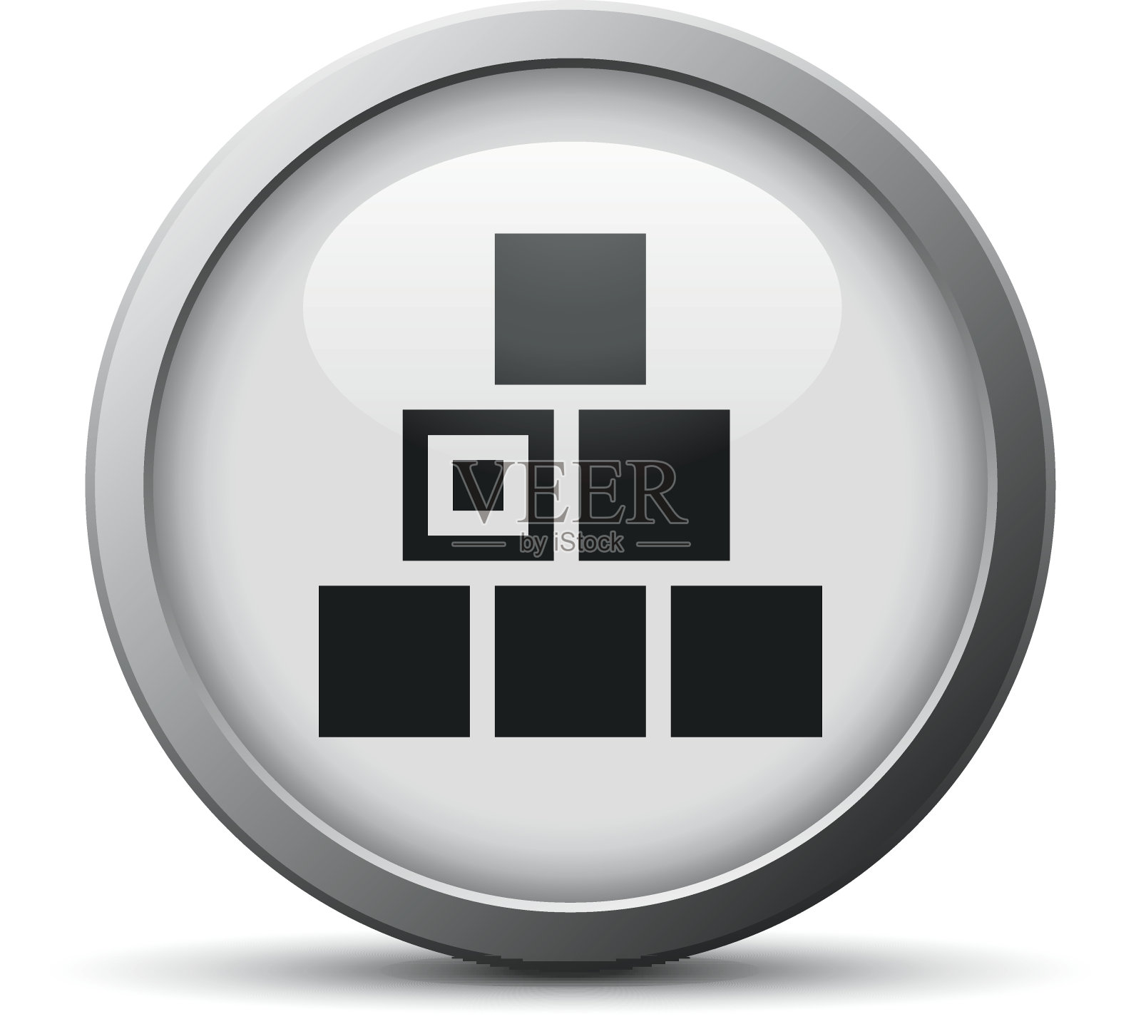 物流图标上的一个银色按钮。图标素材