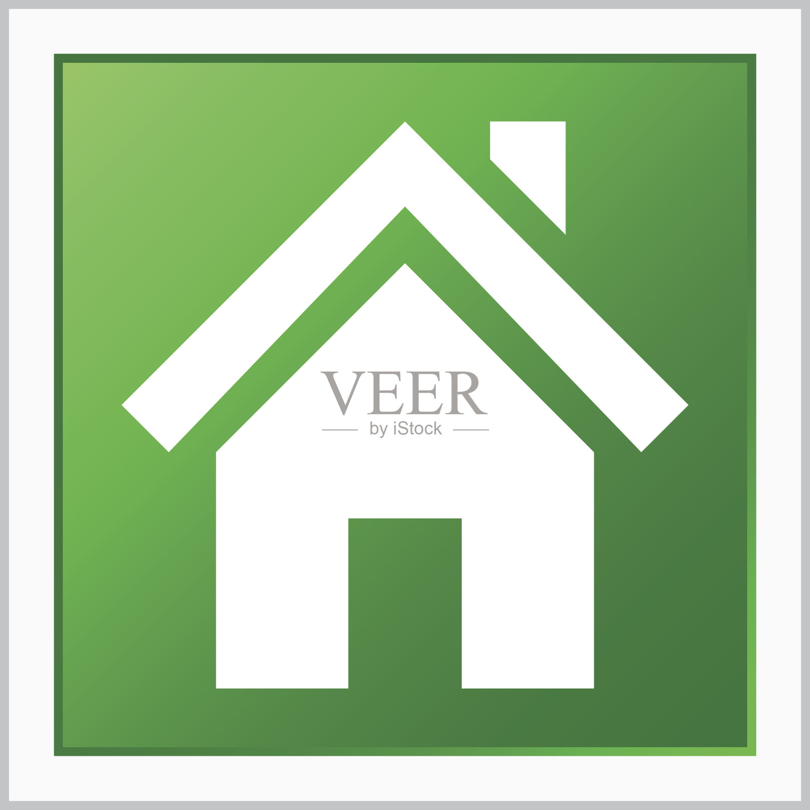 在一个方形按钮上的Home图标。图标素材