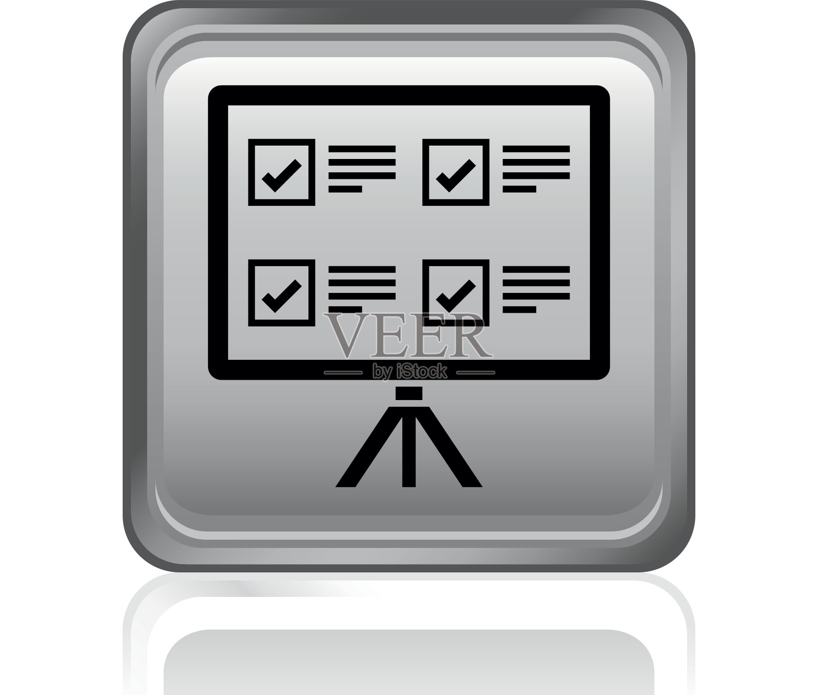 投影屏幕图标上的一个方形按钮。图标素材