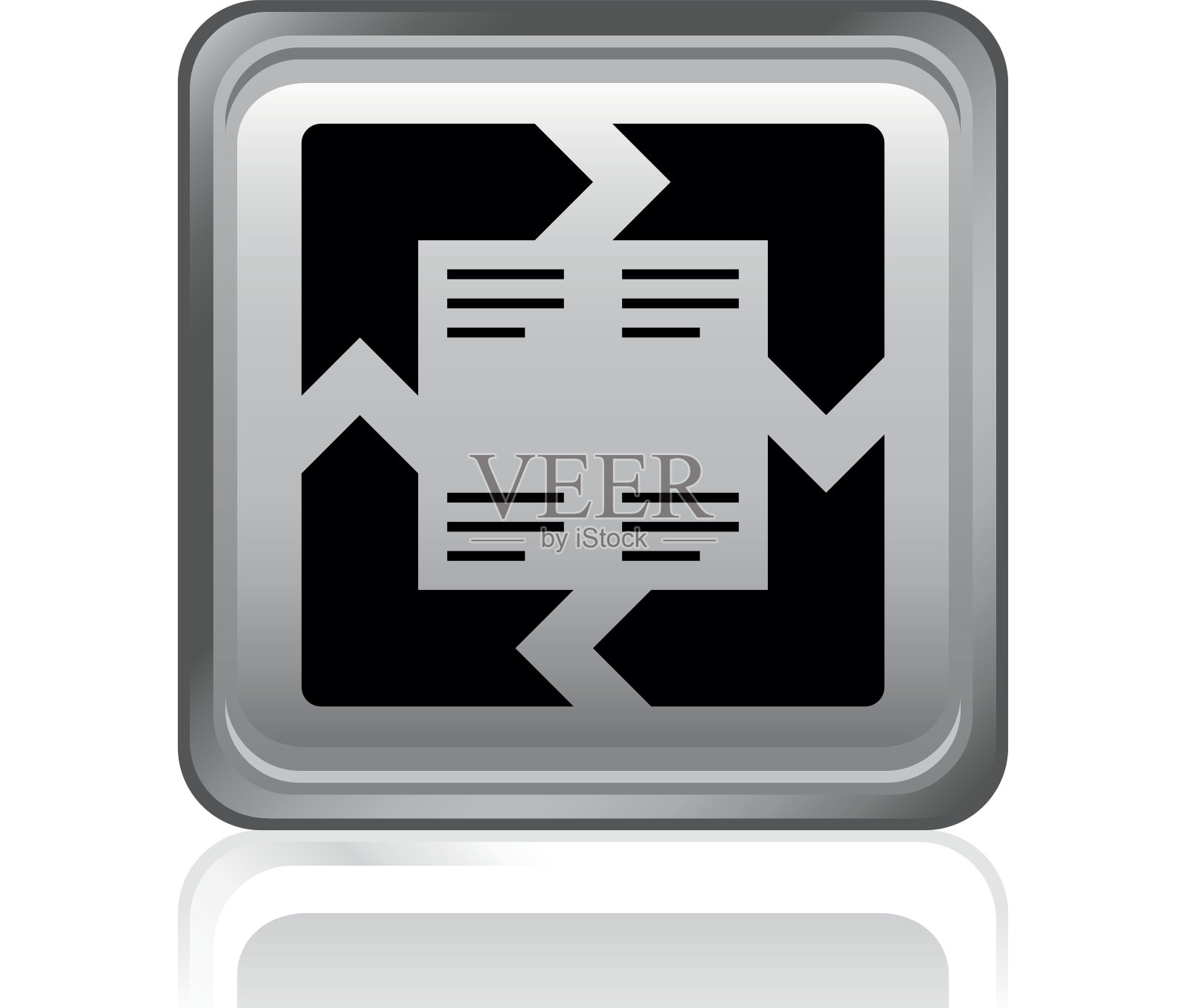 雪佛龙图表图标上的一个方形按钮。-钢系列图标素材