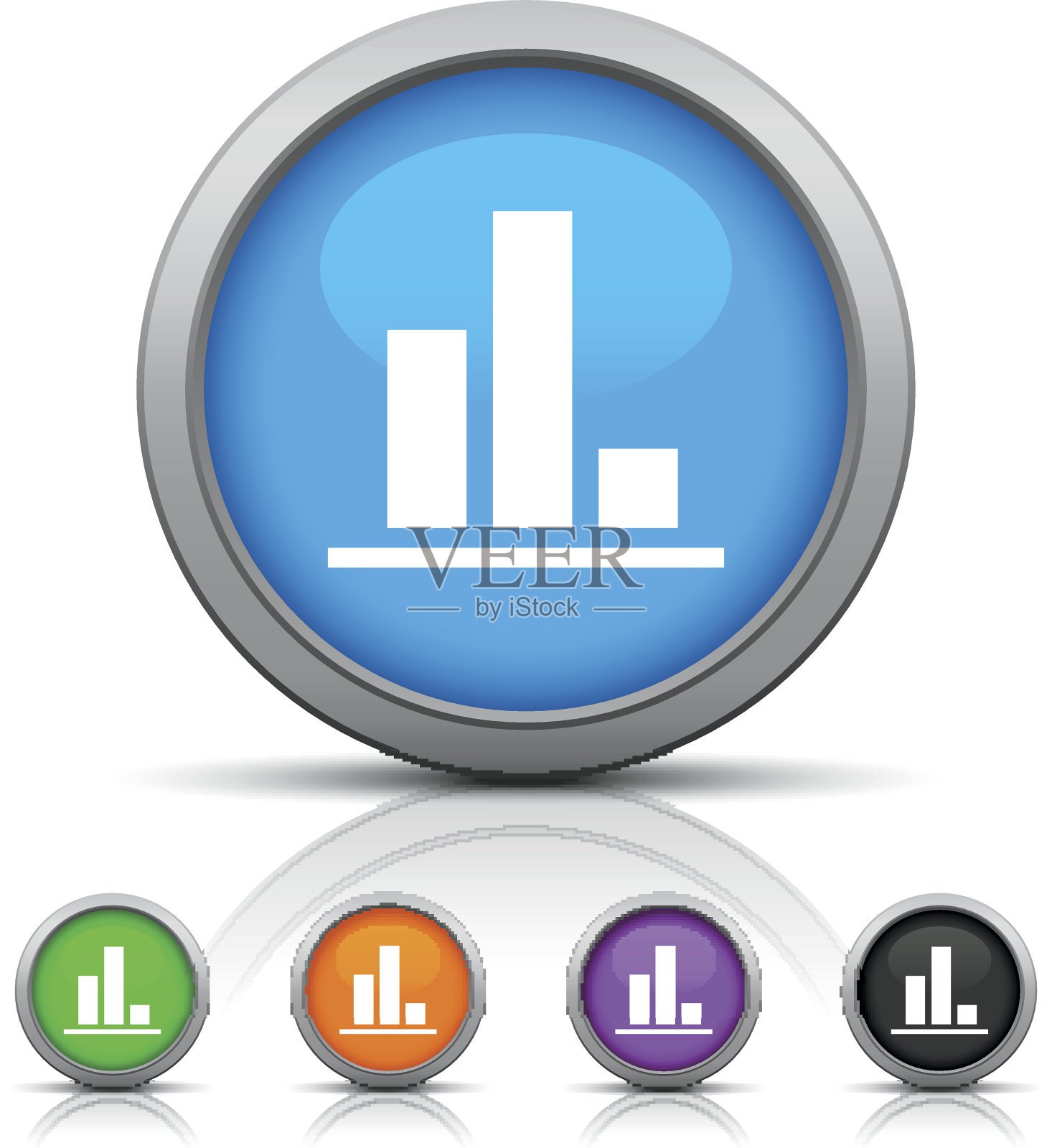 条形图图标上的圆形按钮。-光泽系列图标素材