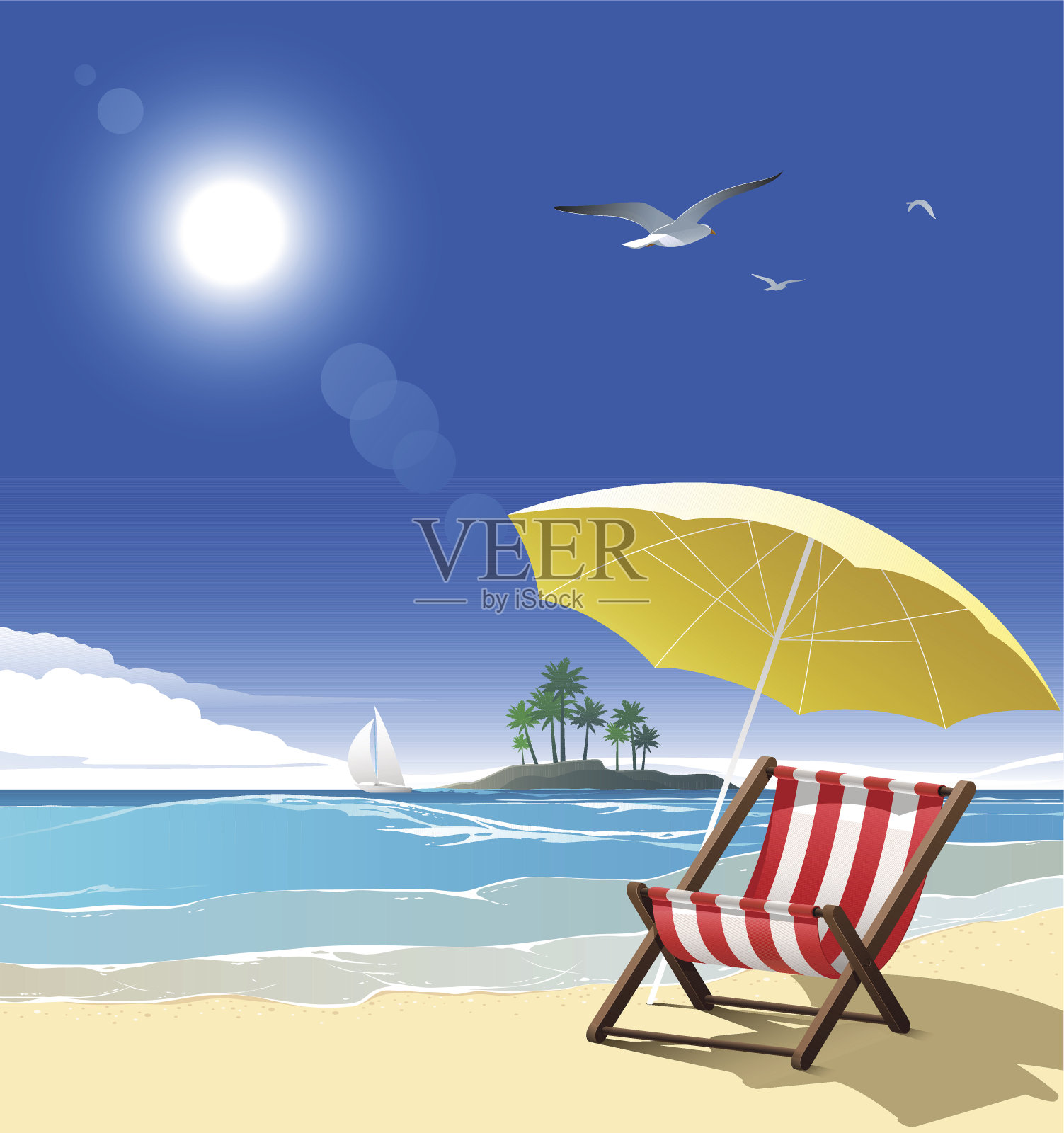 海滩插画图片素材