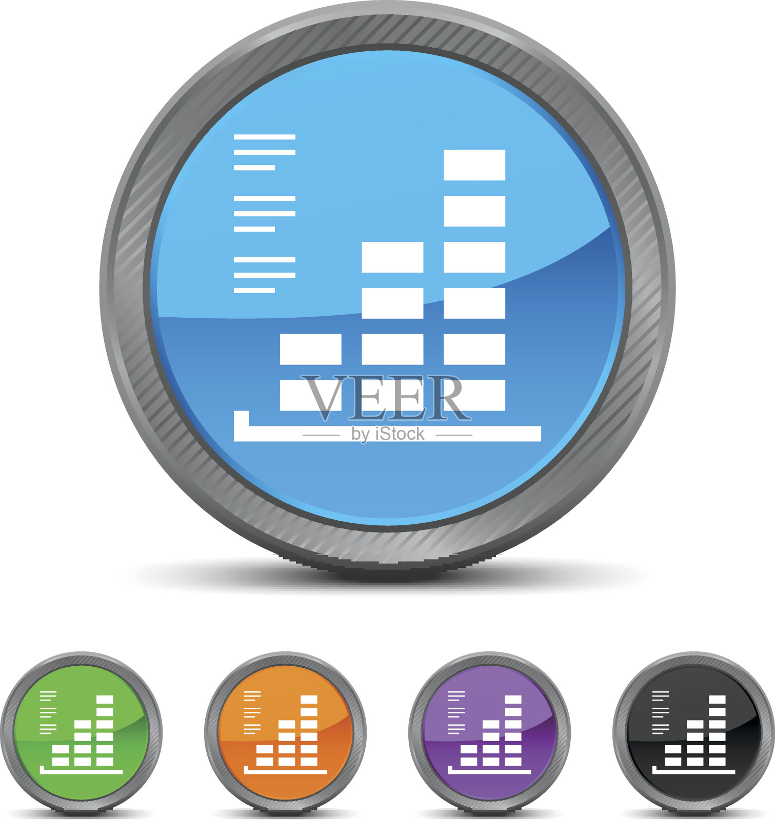 条形图图标上的圆形按钮。——CircledSeries图标素材