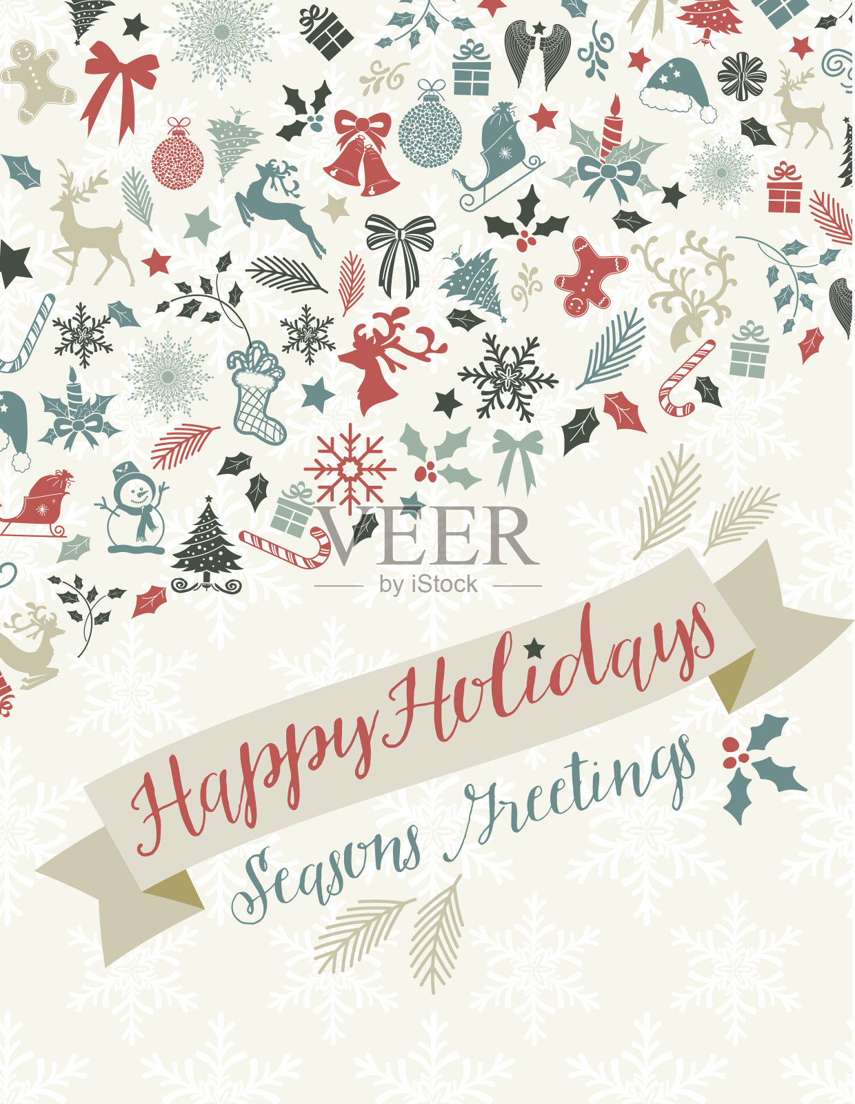 圣诞卡片模板充满了小节日图标设计模板素材