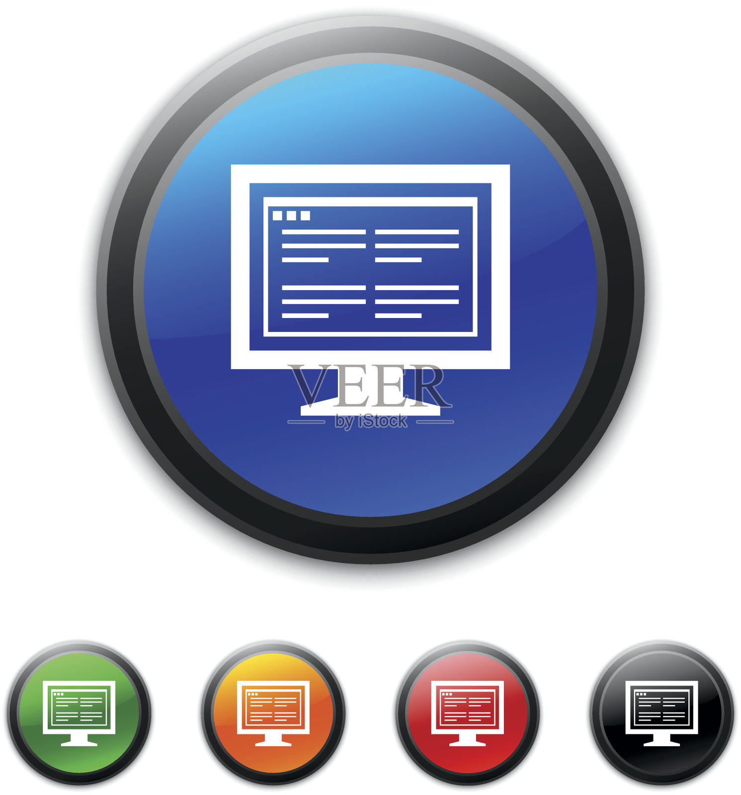 电脑显示器图标上的圆形按钮。——ShinedSeries图标素材