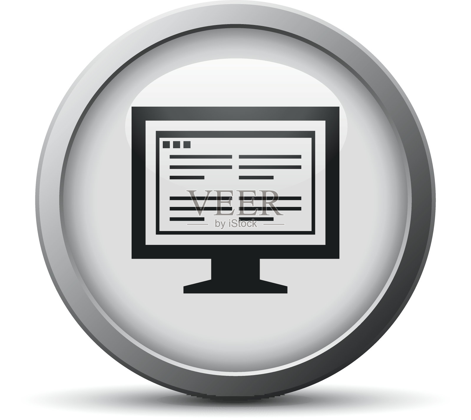 电脑显示器上的一个银色按钮图标。——SilverSeries图标素材