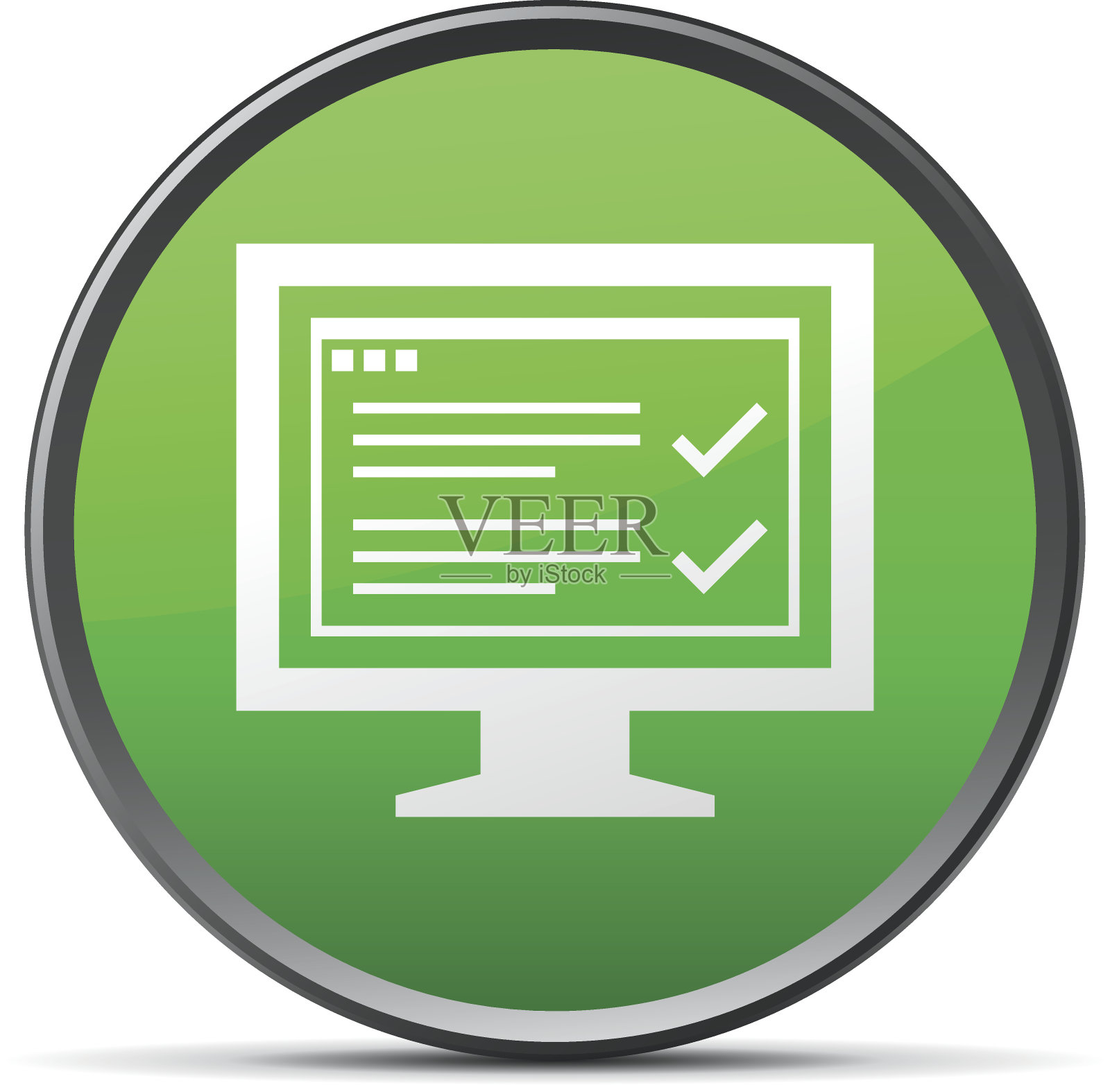 电脑显示器图标上的一个圆形按钮。——SlenderSeries插画图片素材