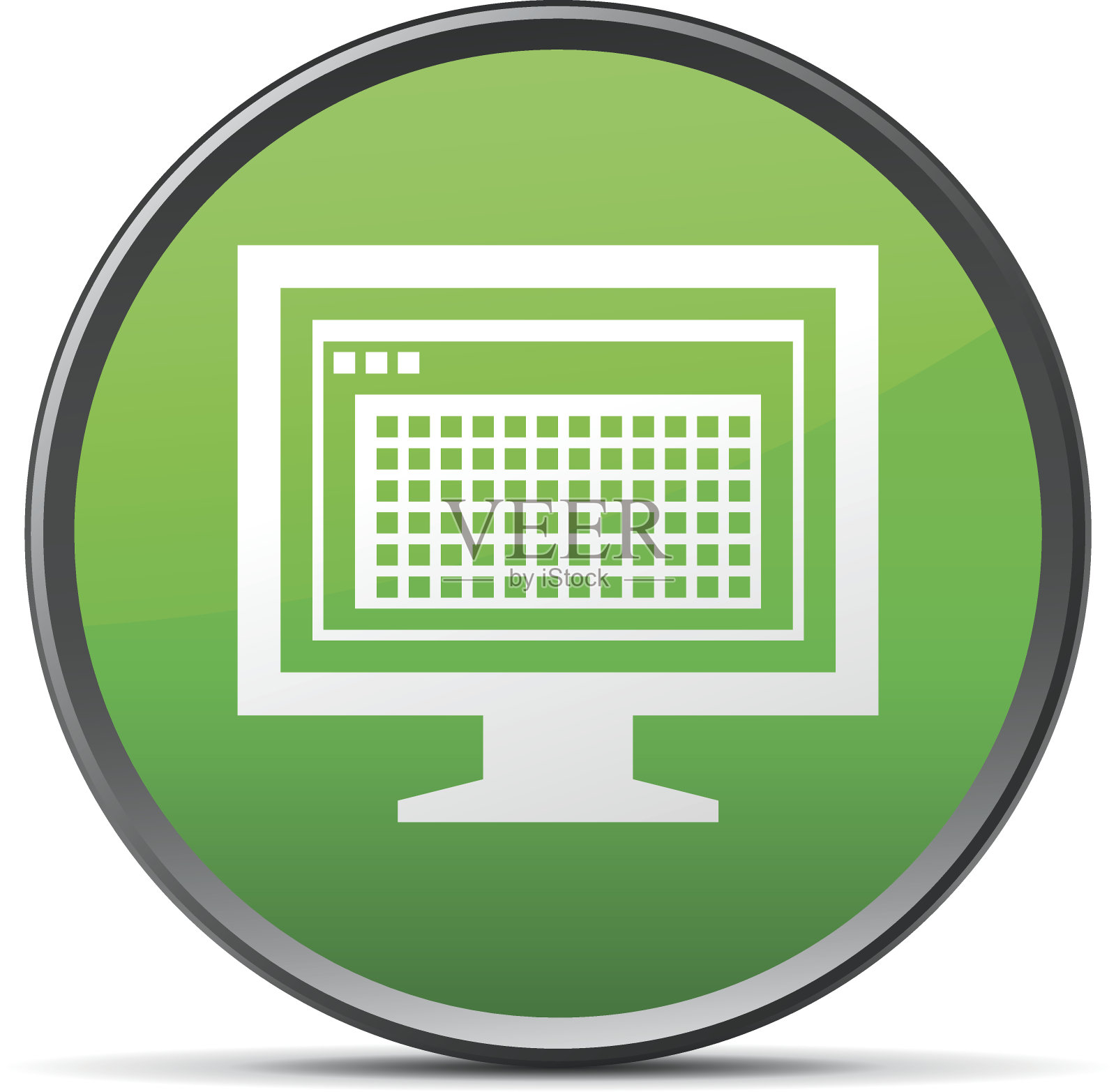 电脑显示器图标上的一个圆形按钮。——SlenderSeries图标素材