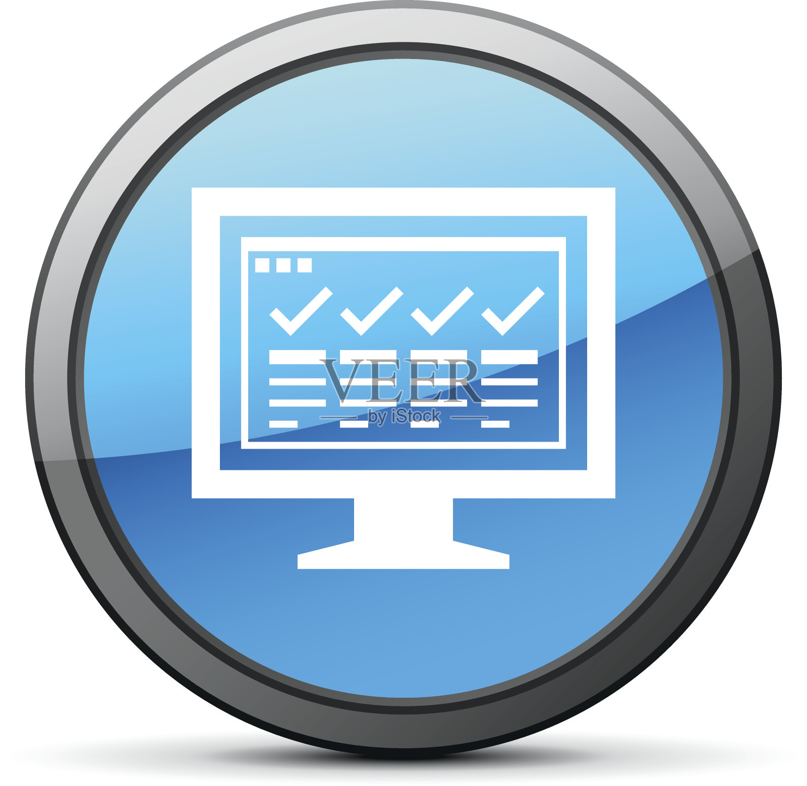 电脑显示器图标上的一个圆形按钮。——BrightSeries插画图片素材