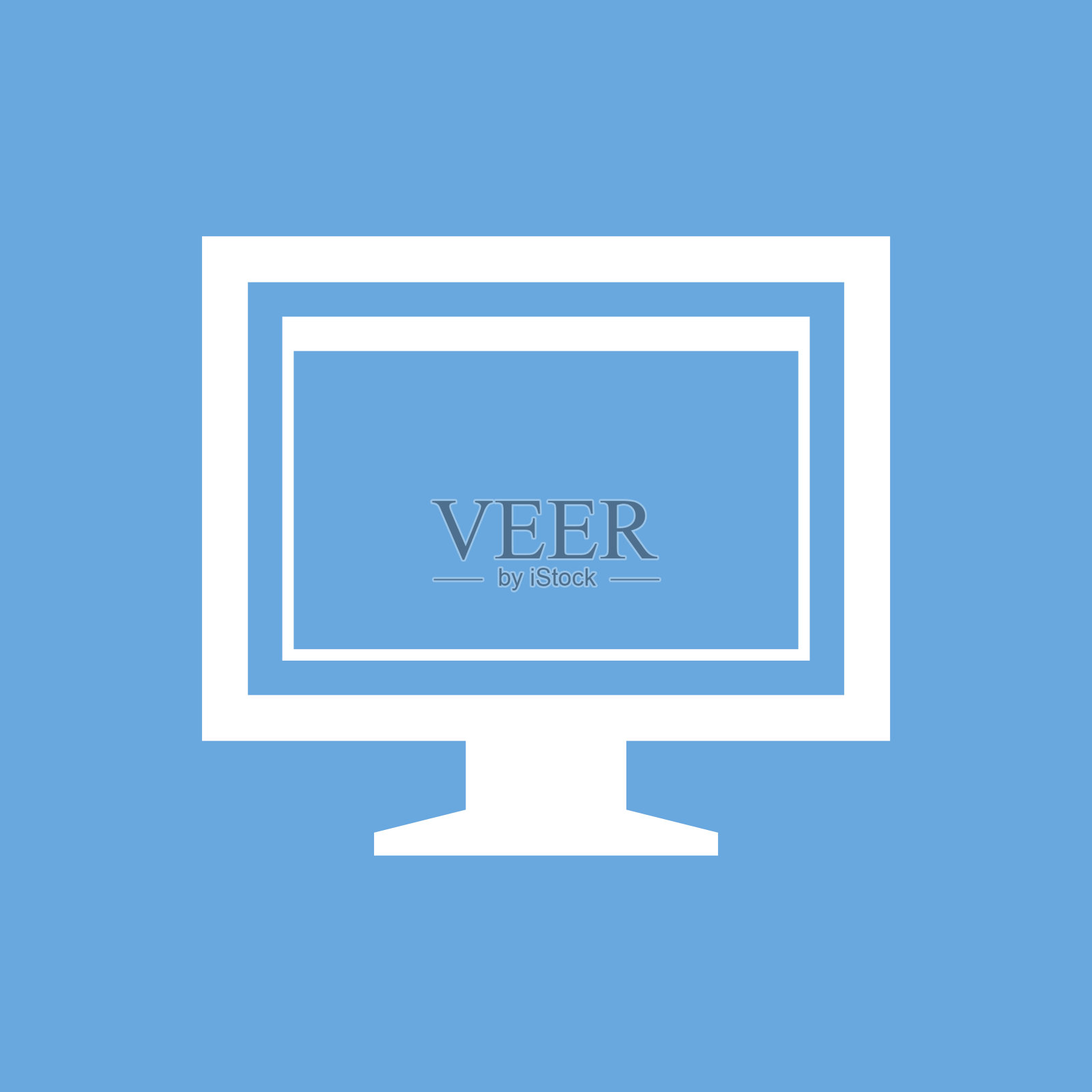 蓝色背景上的电脑显示器图标。——SmoothSeries插画图片素材