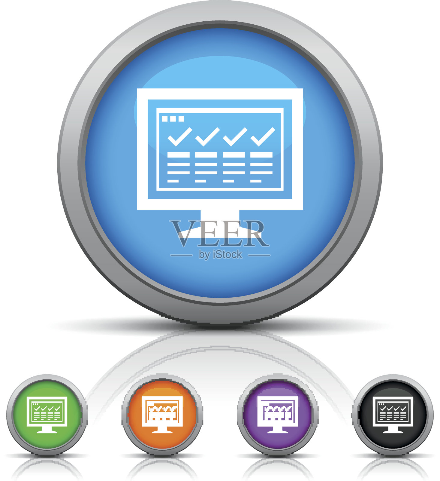 电脑显示器图标上的圆形按钮。——GlossSeries图标素材