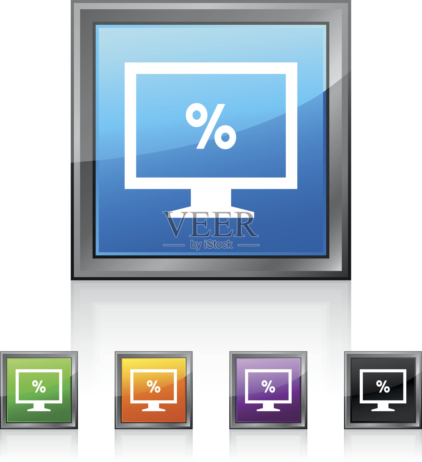 计算机显示器图标上的方形按钮。——SquaredSeries插画图片素材