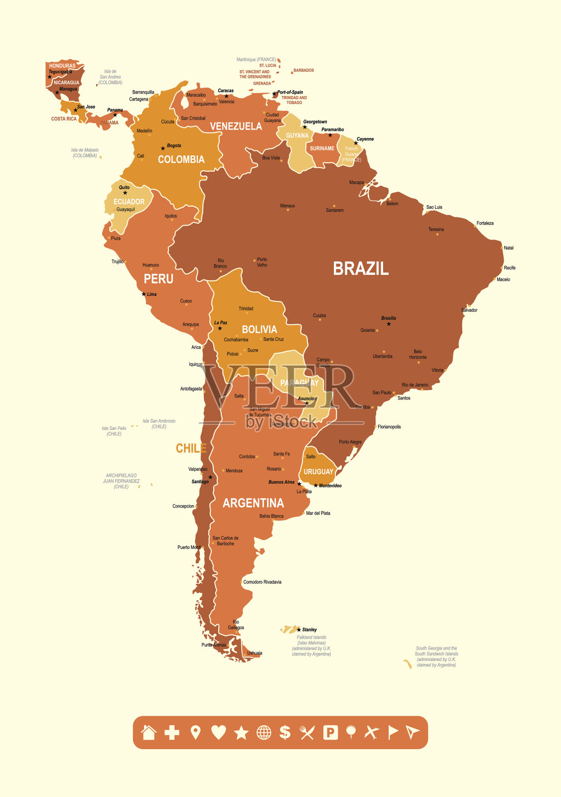 南美地图插画图片素材