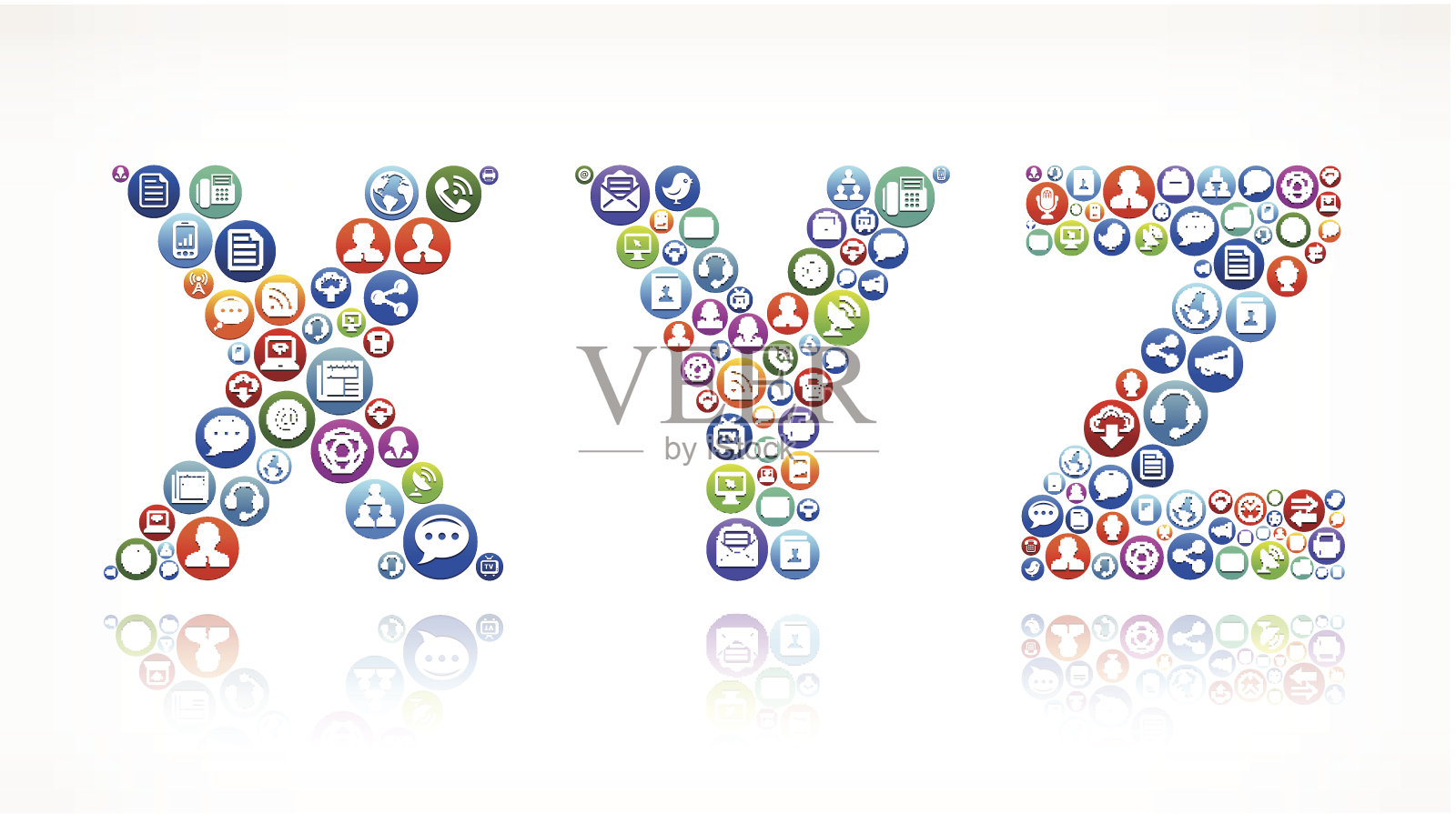 XYZ免版税矢量社会网络和互联网图标集插画图片素材