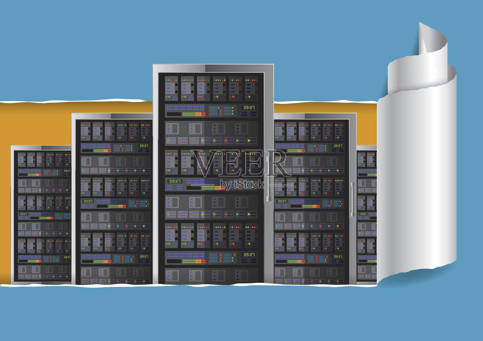 网络服务器在撕纸插画图片素材