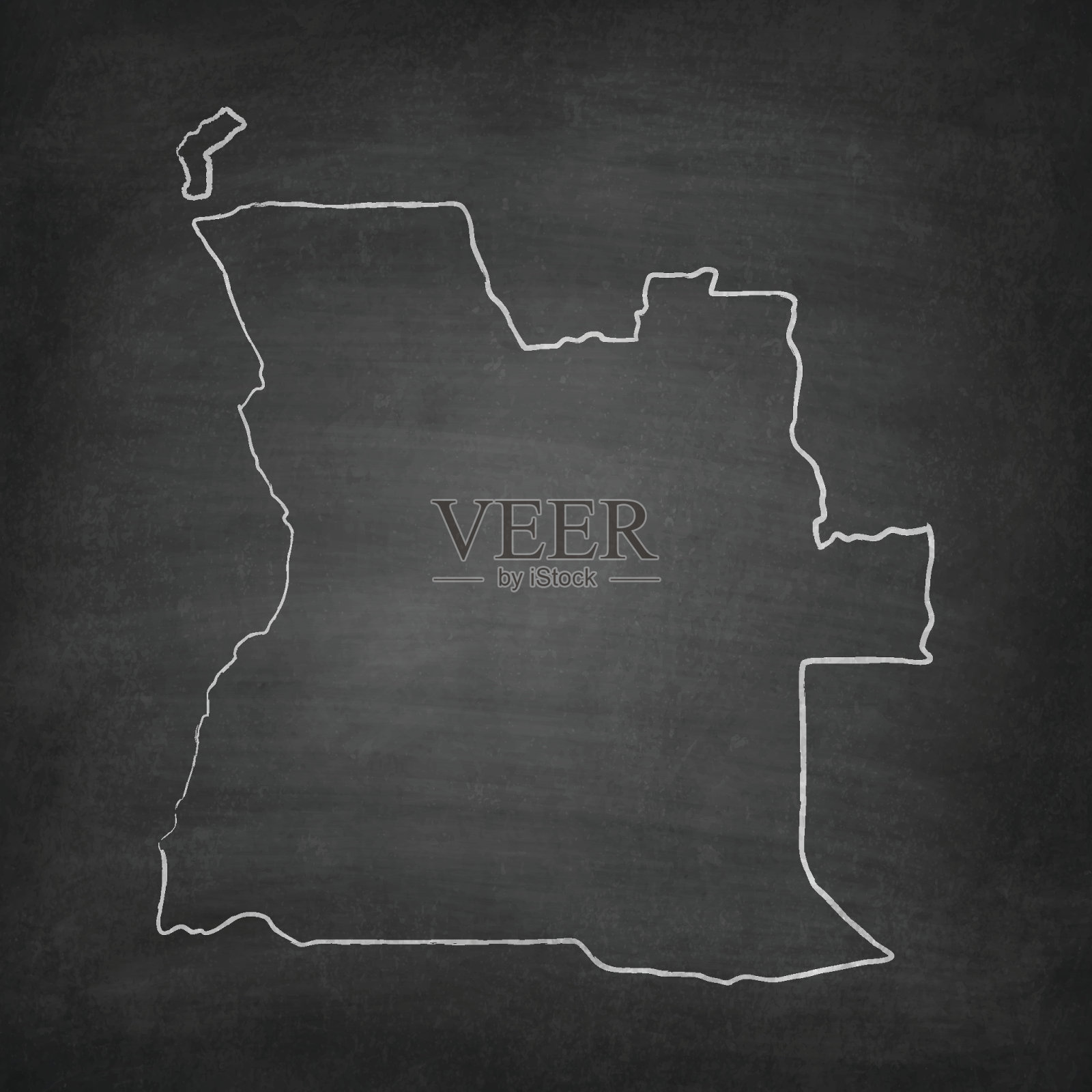 黑板上的安哥拉地图-黑板设计元素图片