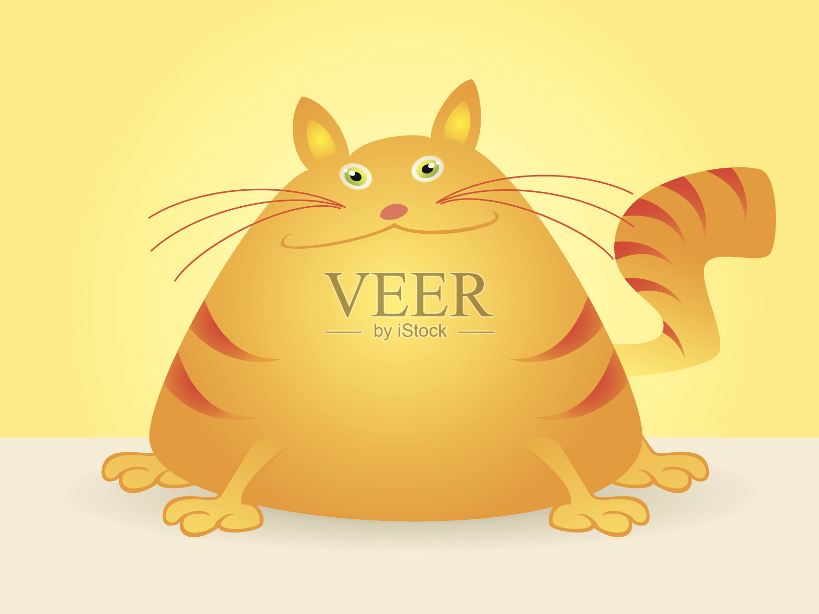 胖猫坐着的矢量卡通插画图片素材