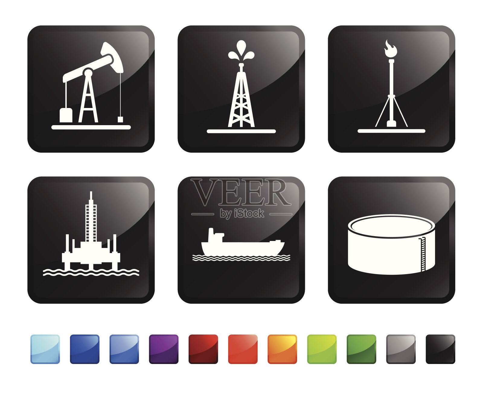 石油工业资源版税免费矢量图标设置贴纸图标素材