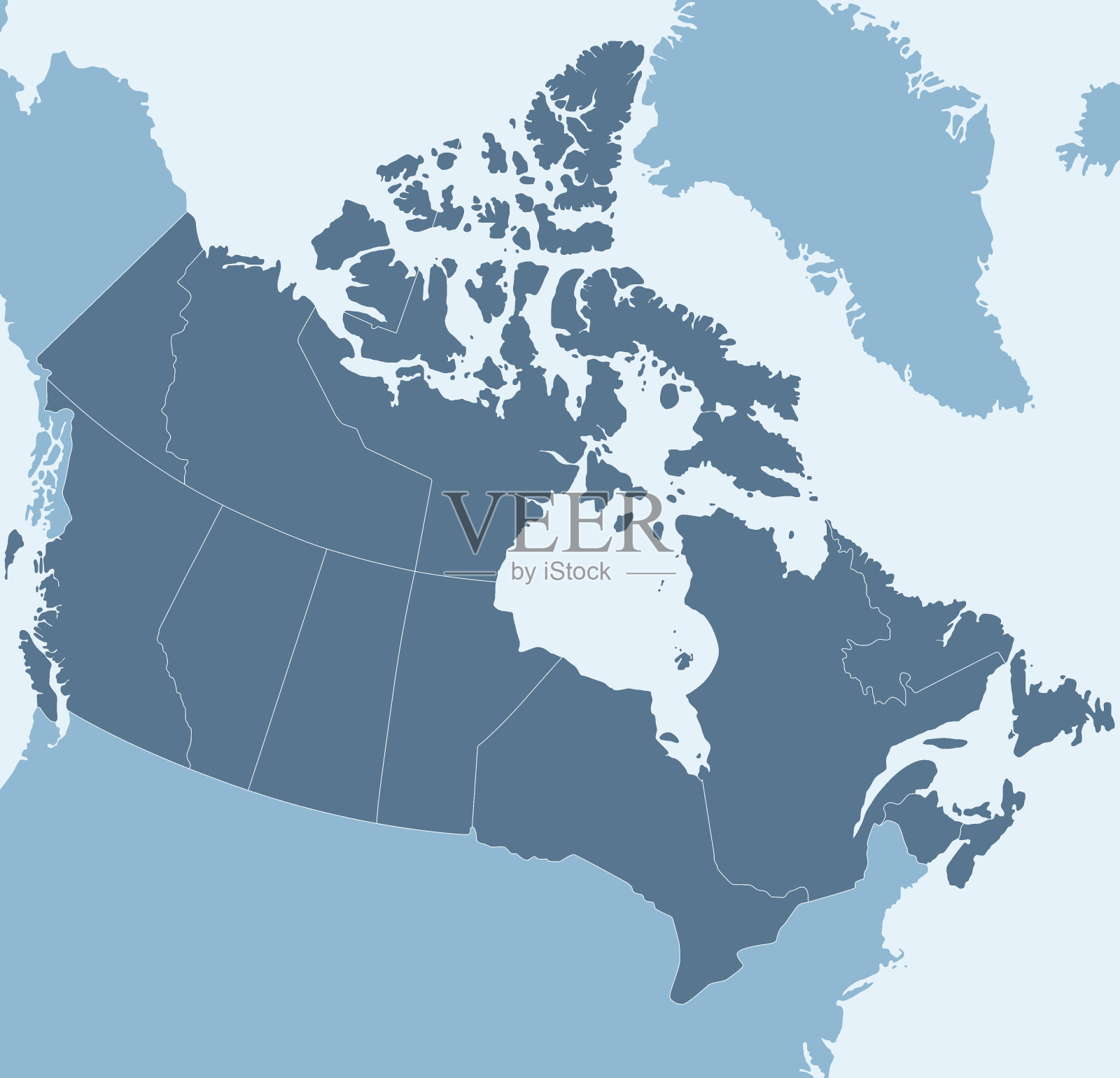 加拿大的蓝色地图插画图片素材
