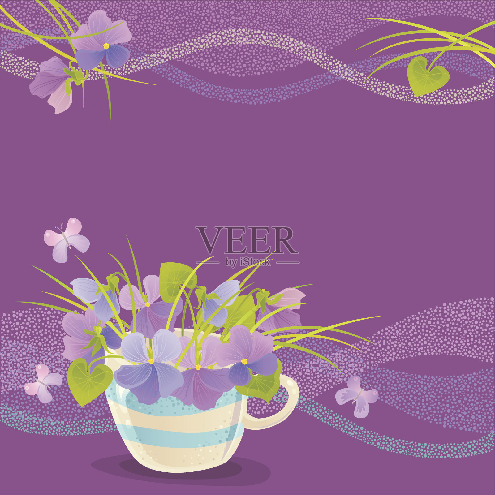 森林紫罗兰插画图片素材