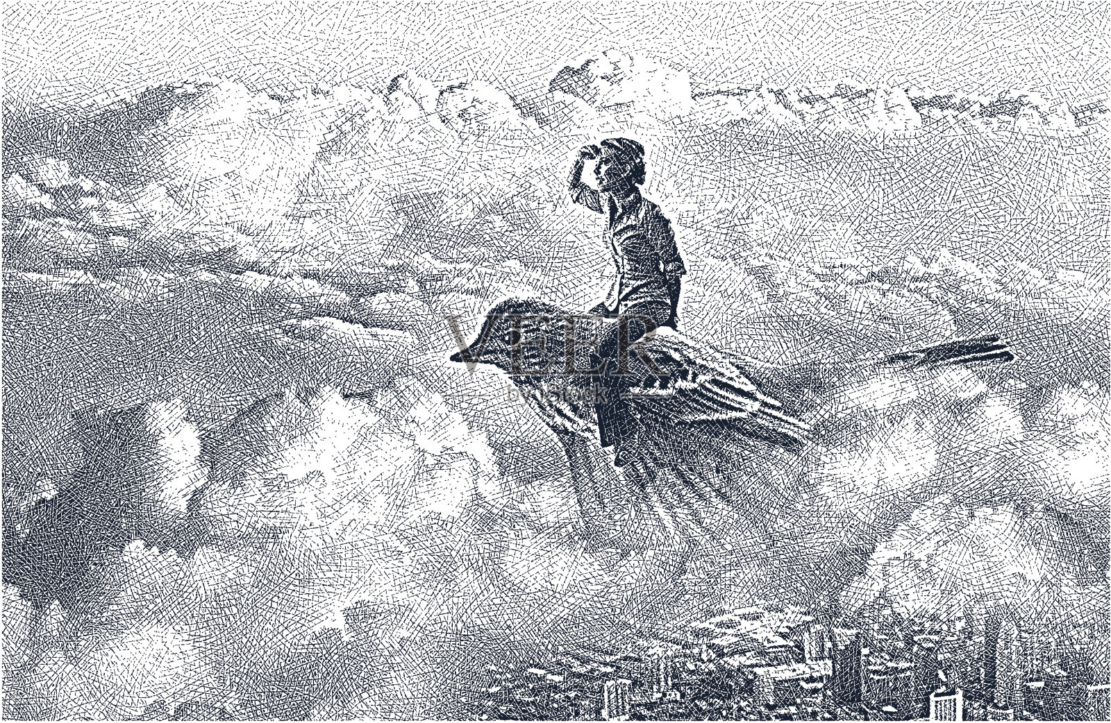 女人,自由和探索插画图片素材