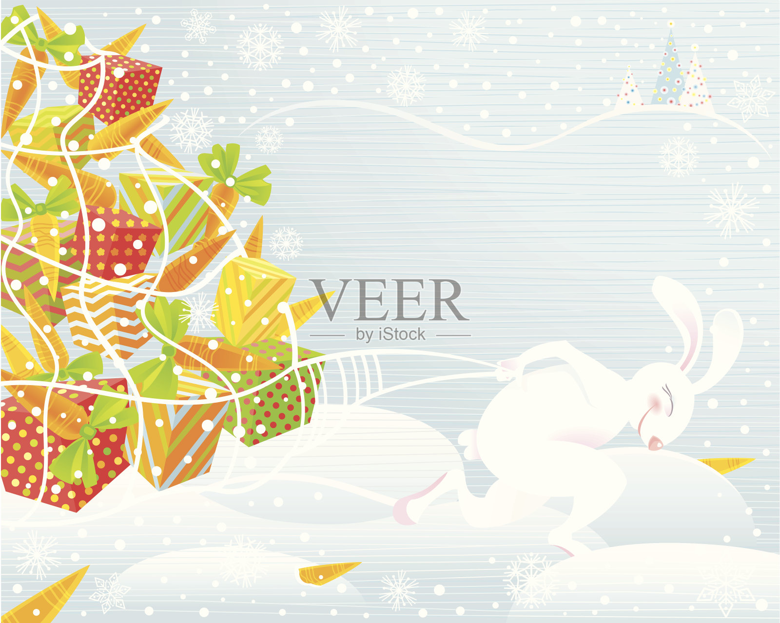 圣诞节的兔子插画图片素材