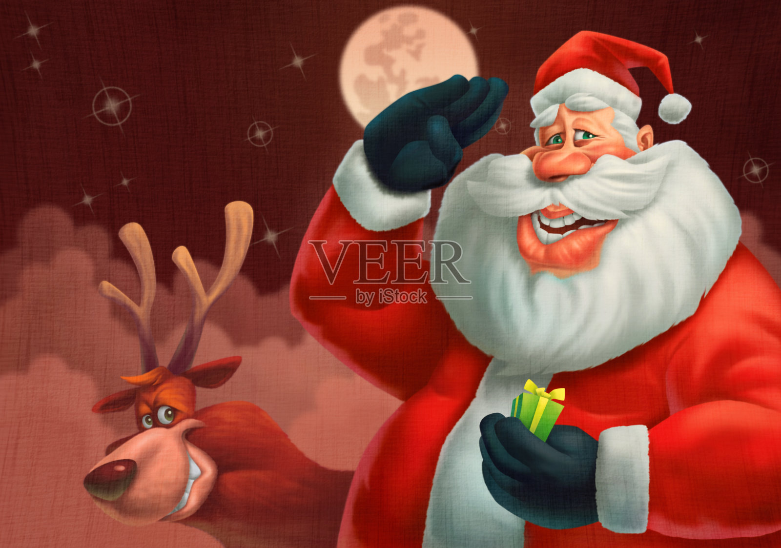 圣诞老人行礼插画图片素材