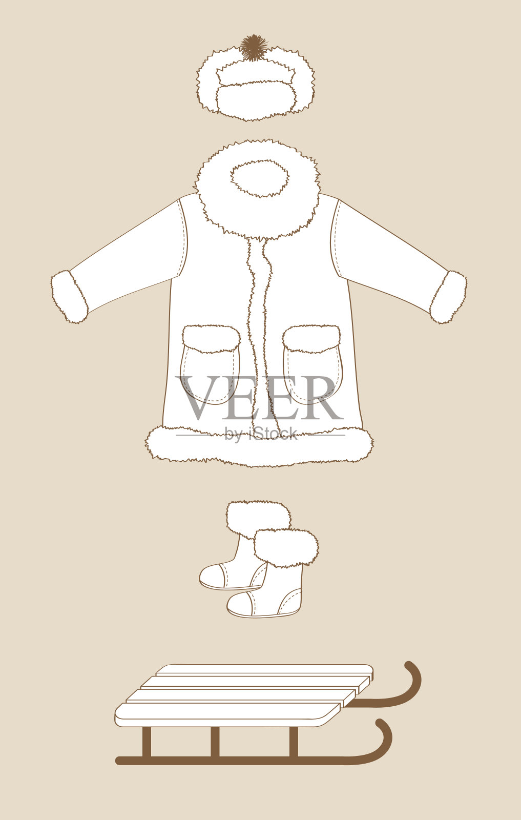 冬天的衣服插画图片素材
