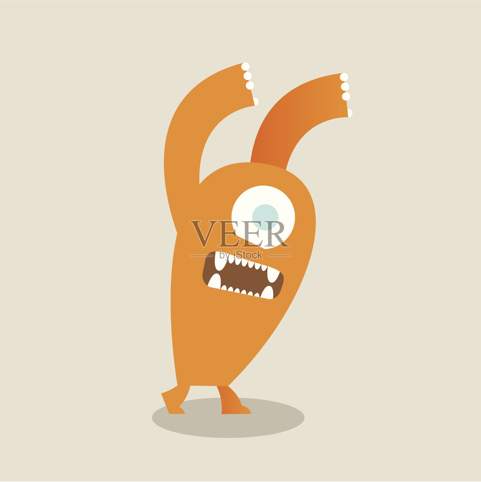 橙色怪物插画图片素材