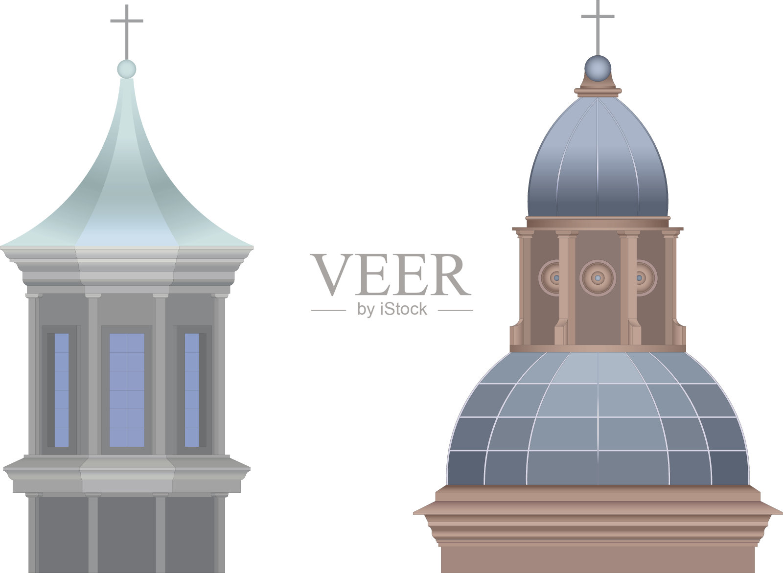 典型的意大利圆顶建筑插画图片素材