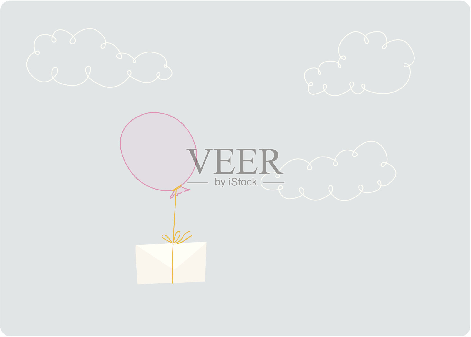 一个气球和一个字母插画图片素材