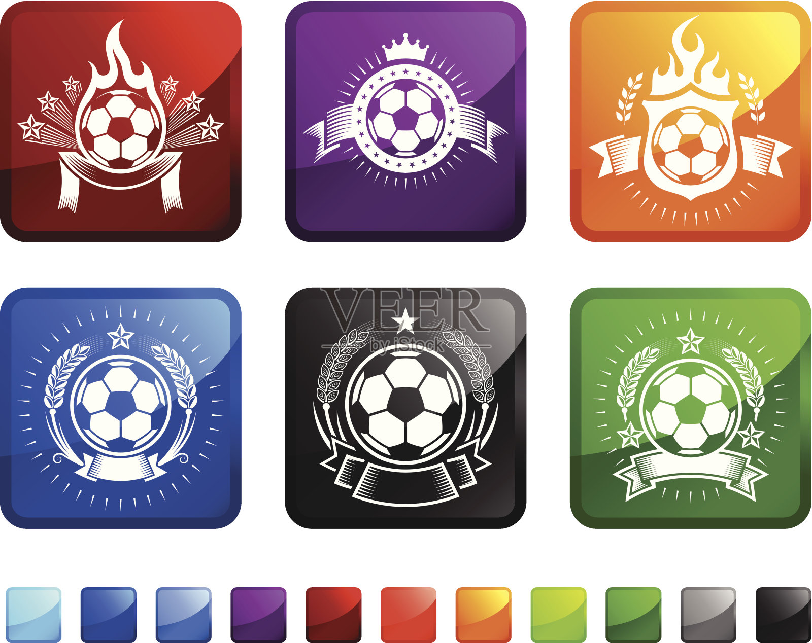 足球徽章版税免费矢量图标设置贴纸图标素材