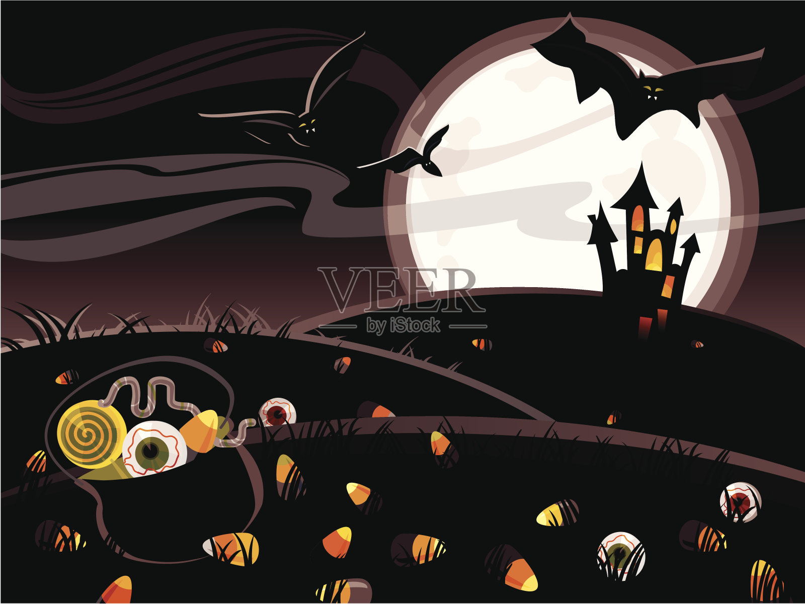万圣节之夜插画图片素材