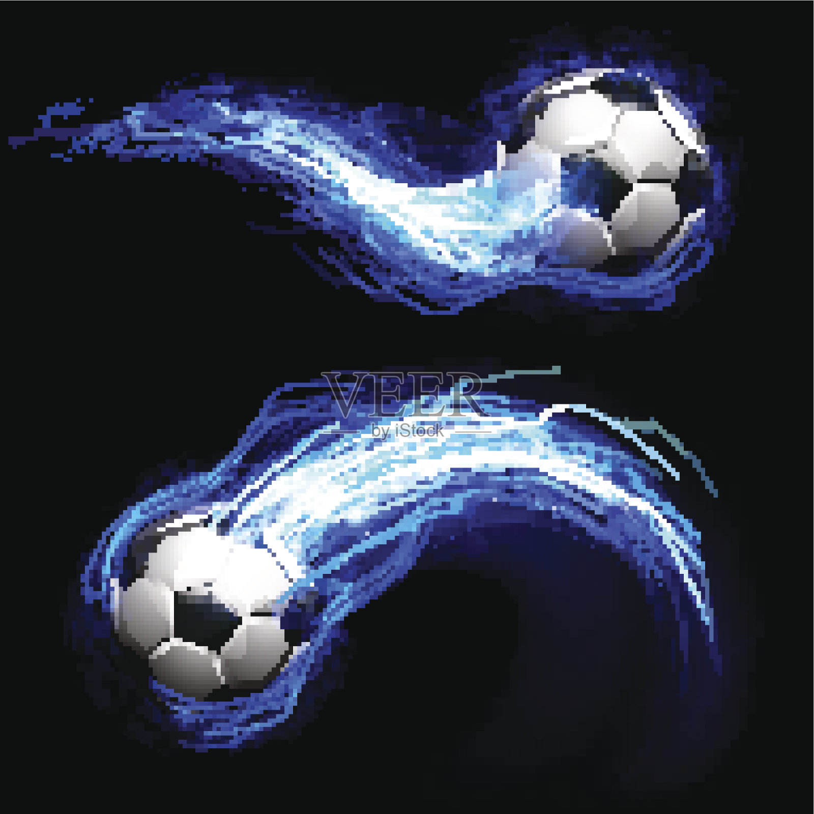 足球在闪电道踪迹插画图片素材