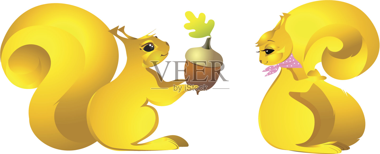 卡通松鼠夫妇插画图片素材