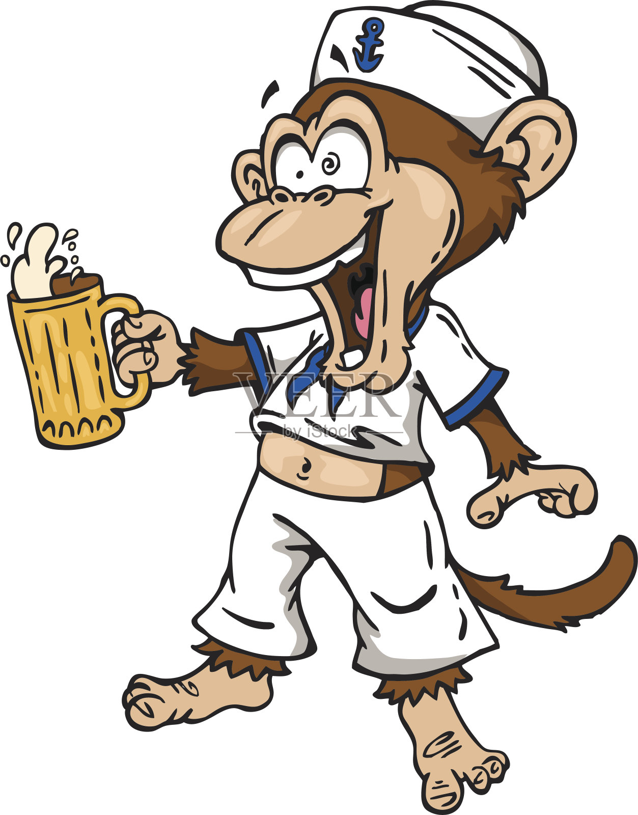 猴子喝醉的水手设计元素图片